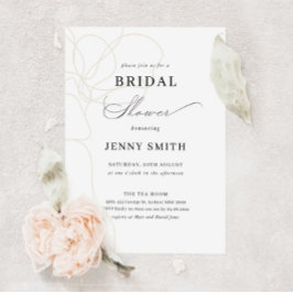 手図解入りの、写真付きの引き花ブライダルシャワー 招待状
