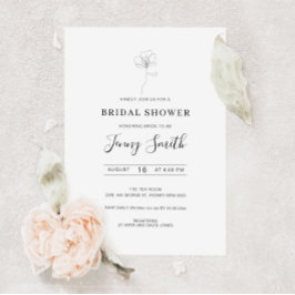 手図解入りの、写真付きの引き花ブライダルシャワー 招待状