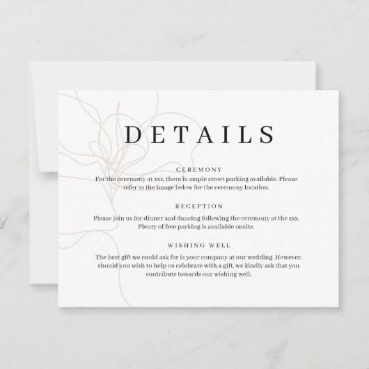 手図解入りの、写真付きの引き花詳細カード 招待状 (正面)