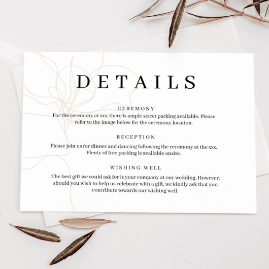 手図解入りの、写真付きの引き花詳細カード 招待状