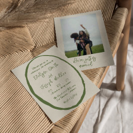 手図解入りの、写真付きの描き書写真結婚の 招待状