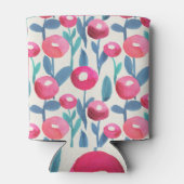 手図解入りの、写真付きの花模様：水彩テクスチャ。 缶クーラー (裏面)