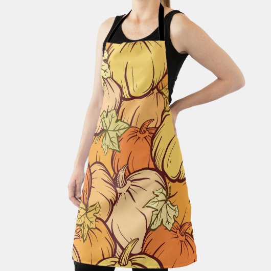 手垂れヴィンテージのカボチャと葉継ぎ目のないパット エプロン (インサイチュ)