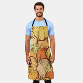 手垂れヴィンテージのカボチャと葉継ぎ目のないパット エプロン (着用した状態)