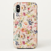 手塗りのアイボリーのピンクの茶色の水彩画の花 Case-Mate iPhoneケース (裏面)