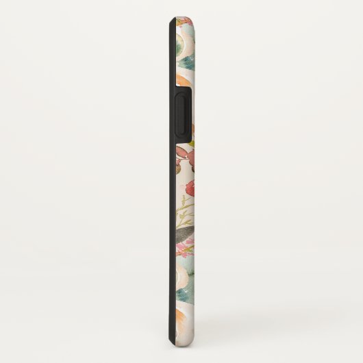 手塗りのアイボリーのピンクの茶色の水彩画の花 Case-Mate iPhoneケース (裏面/右)