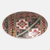 手塗りのウクライナ人のイースターエッグ 楕円形シール (正面)