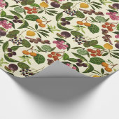 手塗りのエキゾチックなトロピカル・フルーツパターン ラッピングペーパー (角)