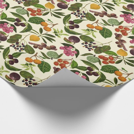 手塗りのエキゾチックなトロピカル・フルーツパターン ラッピングペーパー (角)