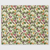 手塗りのエキゾチックなトロピカル・フルーツパターン ラッピングペーパー (フラット)