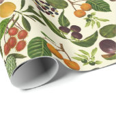 手塗りのエキゾチックなトロピカル・フルーツパターン ラッピングペーパー (ロールコーナー)