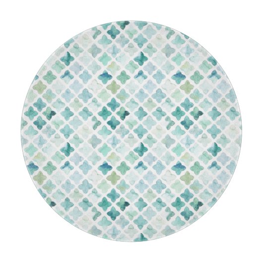 手塗りのターコイズパターン カッティングボード (正面)