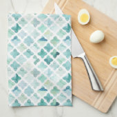 手塗りのターコイズパターン キッチンタオル (四つ折り)
