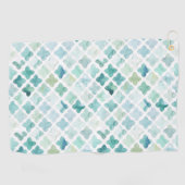 手塗りのターコイズパターン ゴルフタオル (横)