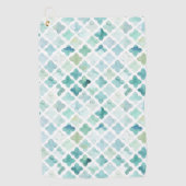 手塗りのターコイズパターン ゴルフタオル (正面)