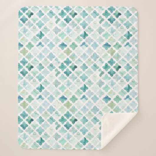 手塗りのターコイズパターン シェルパブランケット (正面)