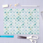 手塗りのターコイズパターン 薄葉紙 (クラフト)