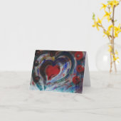 手塗りのハートのメッセージカード- Rumi愛詩 カード (黄色い花)