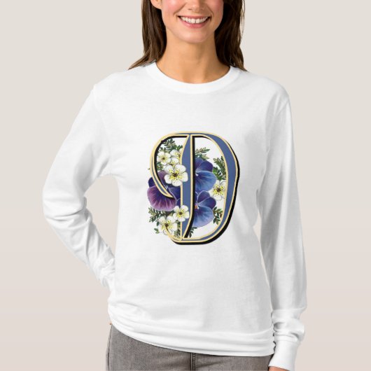 手塗りのパンジーIInitial - D Tシャツ (正面)