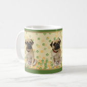 手塗りの地球の調子のパグのパーティー コーヒーマグカップ (正面左)