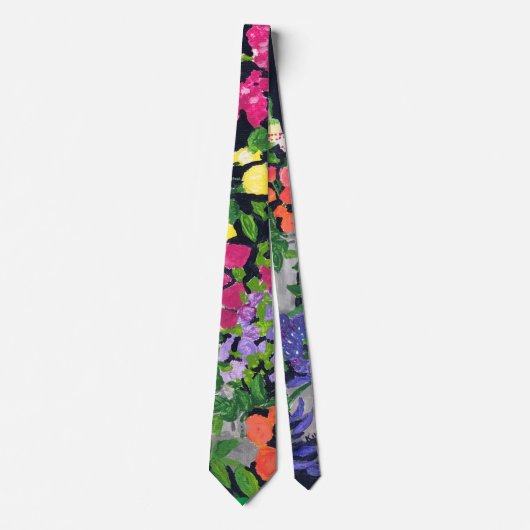 手塗りの夏の庭のタイ ネクタイ (正面)
