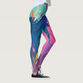 手塗りの女性の顔明るい色の芸術のレギンス レギンス (右)