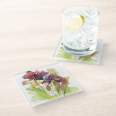 手塗りの抽象芸術2の花の夏のデザイン ガラスコースター (アングル)