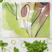 手塗りの抽象芸術2の花の夏のデザイン キッチンタオル (折り畳み)