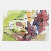手塗りの抽象芸術2の花の夏のデザイン キッチンタオル (横)