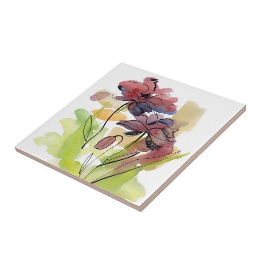 手塗りの抽象芸術2の花の夏のデザイン タイル (側面)