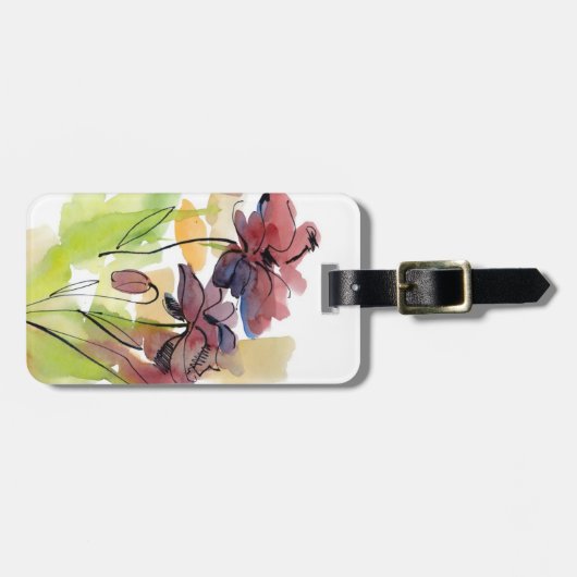 手塗りの抽象芸術2の花の夏のデザイン ラゲッジタグ (正面横)
