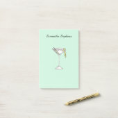 手塗りの水彩画のオリーブ色のマルティーニのカクテル ポストイット (デスク上)