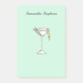 手塗りの水彩画のオリーブ色のマルティーニのカクテル ポストイット (正面)
