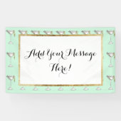 手塗りの水彩画のオリーブ色のマルティーニのカクテル 横断幕 (横)