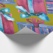 手塗りの水彩画のギフト用の箱の包装紙 ラッピングペーパー (角)