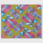 手塗りの水彩画のギフト用の箱の包装紙 ラッピングペーパー (フラット)