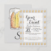 手塗りの水彩画のグルメの冷えたビールのマグ 招待状 (正面/裏面)
