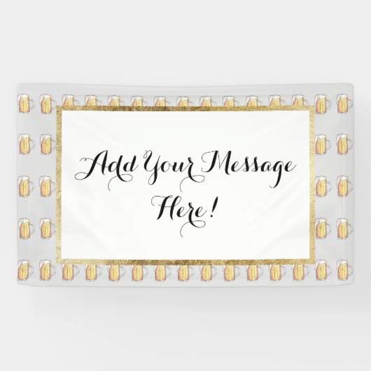 手塗りの水彩画のグルメの冷えたビールのマグ 横断幕 (横)