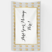 手塗りの水彩画のグルメの冷えたビールのマグ 横断幕 (縦)