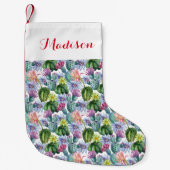 手塗りの水彩画のサボテンパターン スモールクリスマスストッキング (正面)