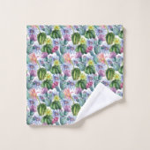 手塗りの水彩画のサボテンパターン バスタオルセット (ウォッシュタオル)