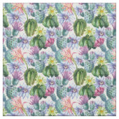 手塗りの水彩画のサボテンパターン ファブリック (見本)