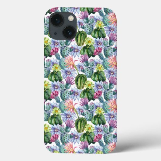 手塗りの水彩画のサボテンパターン Case-Mate iPhoneケース (裏面)