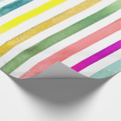 手塗りの水彩画のストライプなギフト用包装紙 ラッピングペーパー (角)