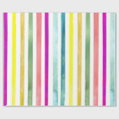 手塗りの水彩画のストライプなギフト用包装紙 ラッピングペーパー (フラット)