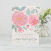 手塗りの水彩画のブライダルかベビーシャワー 招待状 (スタンド正面)