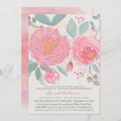 手塗りの水彩画のブライダルかベビーシャワー 招待状 (正面/裏面)