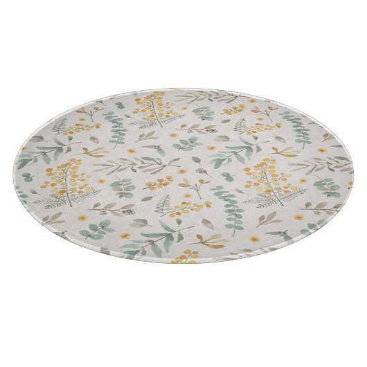 手塗りの水彩画の花の編み枝細工のユーカリ カッティングボード (角)