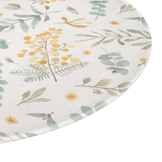 手塗りの水彩画の花の編み枝細工のユーカリ カッティングボード (角)