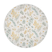 手塗りの水彩画の花の編み枝細工のユーカリ カッティングボード (正面)